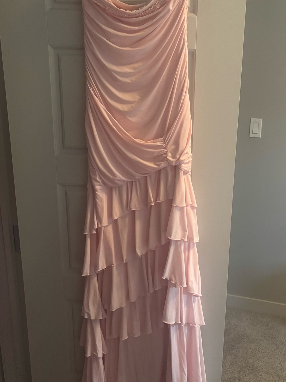 Oh Polly Pink strapless ruffle dress
